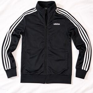Adidas Boys 8-10 (see measurements)Black Track Jacket with White 3-Stripes
